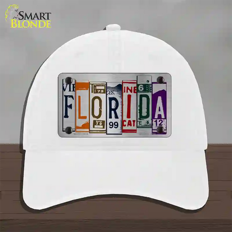 Florida License Plate Art Novelty License Plate Hat Unconstructed Cotton / White