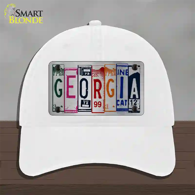 Georgia License Plate Art Novelty License Plate Hat Unconstructed Cotton / White