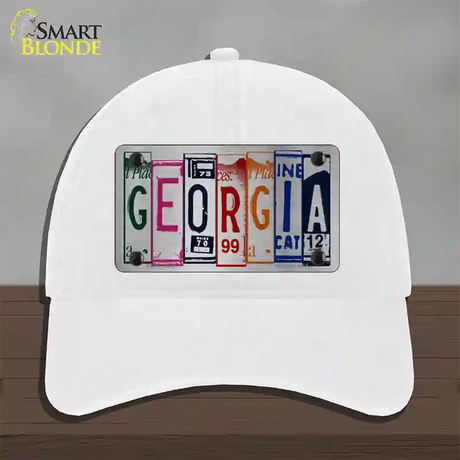 Georgia License Plate Art Novelty License Plate Hat Unconstructed Cotton / White