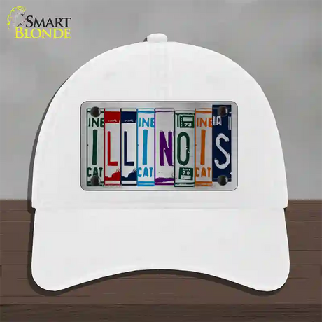 Illinois License Plate Art Novelty License Plate Hat Unconstructed Cotton / White