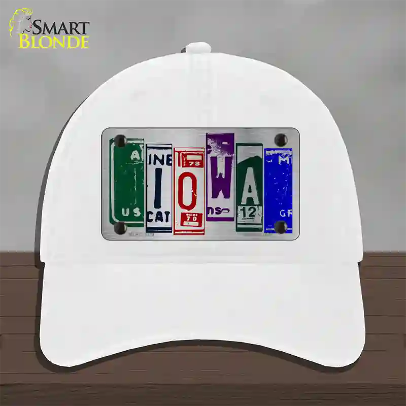 Iowa License Plate Art Novelty License Plate Hat Unconstructed Cotton / White