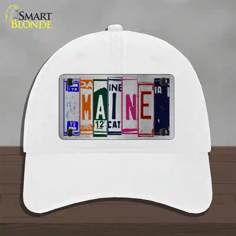 Maine License Plate Art Novelty License Plate Hat Unconstructed Cotton / White