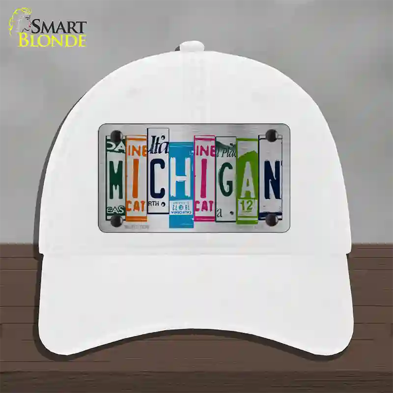 Michigan License Plate Art Novelty License Plate Hat Unconstructed Cotton / White