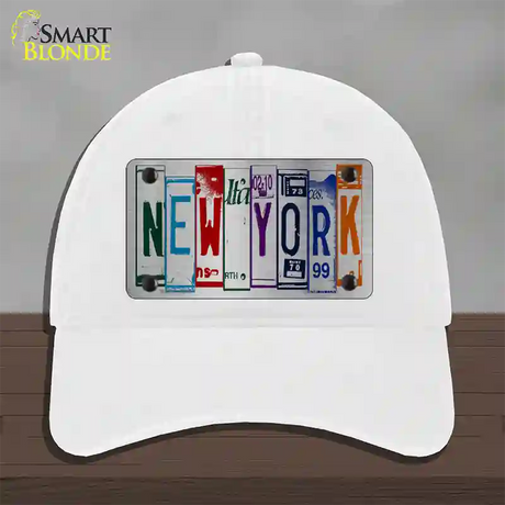 New York License Plate Art Novelty License Plate Hat Unconstructed Cotton / White