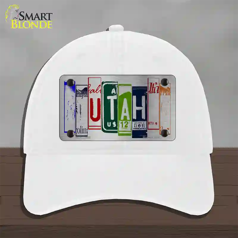 Utah License Plate Art Novelty License Plate Hat Unconstructed Cotton / White