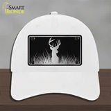 Deer Black Brushed Chrome Novelty License Plate Hat Unconstructed Cotton / White