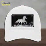 Horse Black Brushed Chrome Novelty License Plate Hat Unconstructed Cotton / White