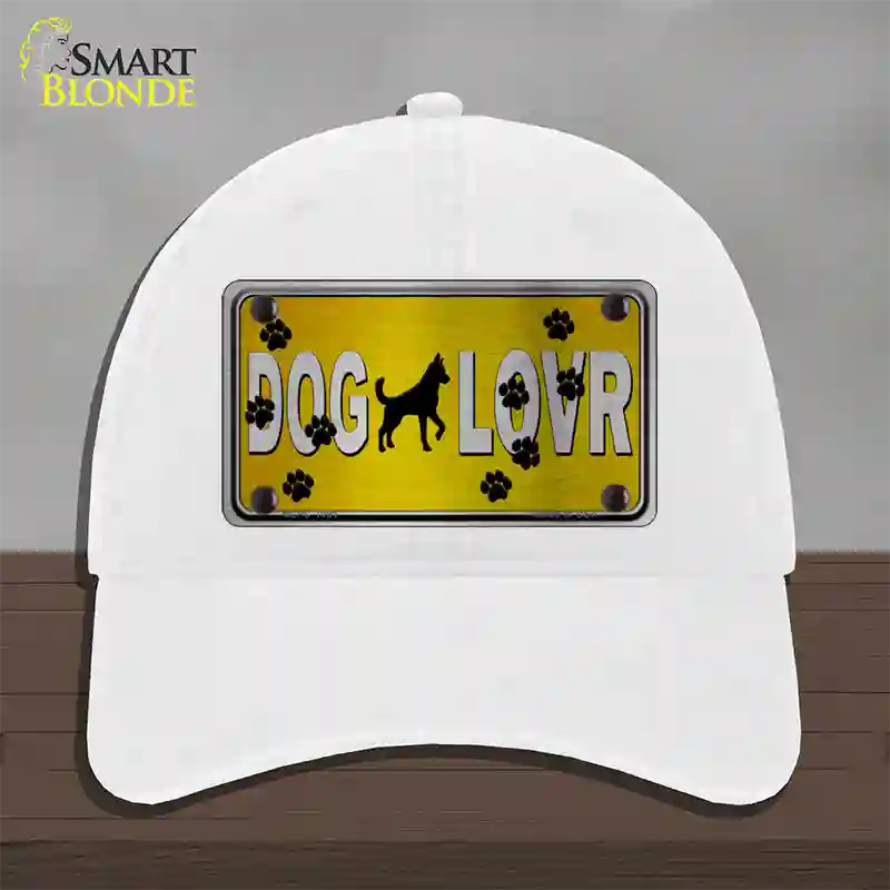 Dog Lover Yellow Brushed Chrome Novelty License Plate Hat Tag Unconstructed Cotton / White