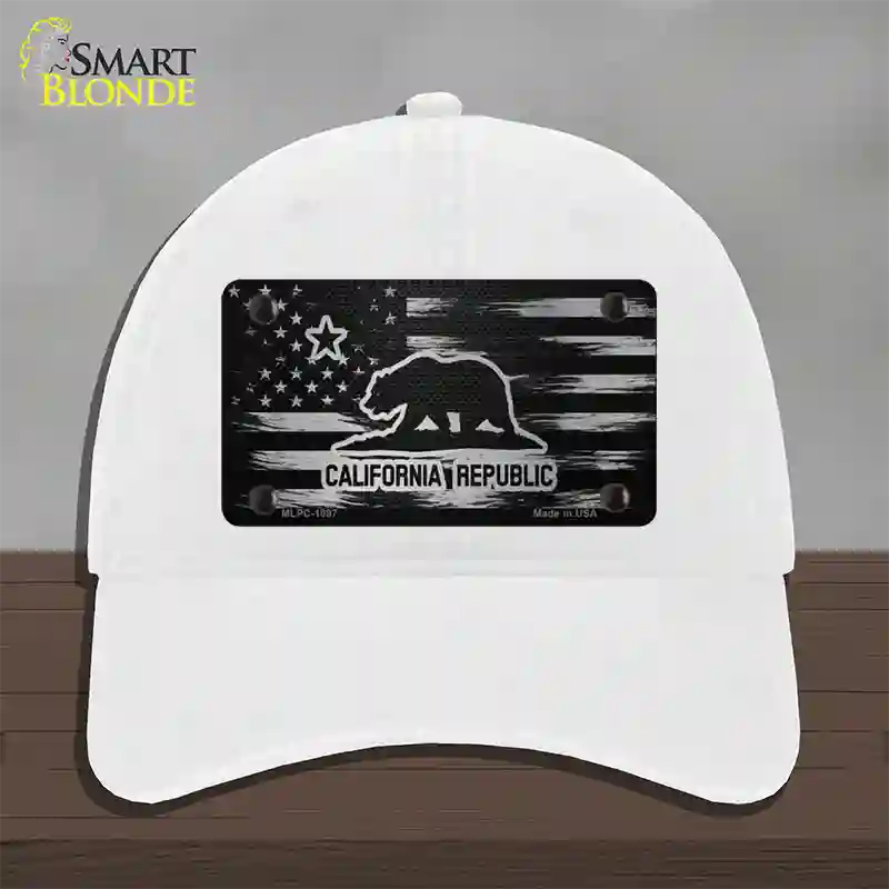 California Carbon Fiber Novelty License Plate Hat Unconstructed Cotton / White