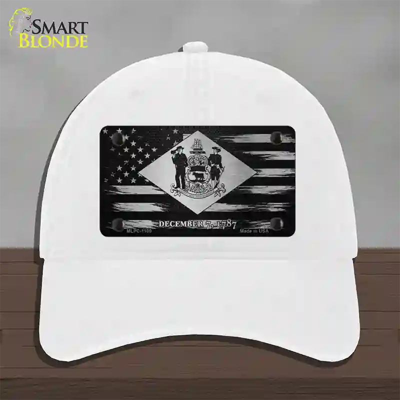 Delaware Carbon Fiber Novelty License Plate Hat Unconstructed Cotton / White