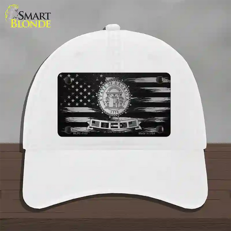 Georgia Carbon Fiber Novelty License Plate Hat Unconstructed Cotton / White