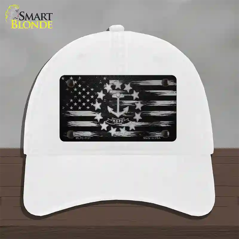 Rhode Island Carbon Fiber Novelty License Plate Hat Unconstructed Cotton / White