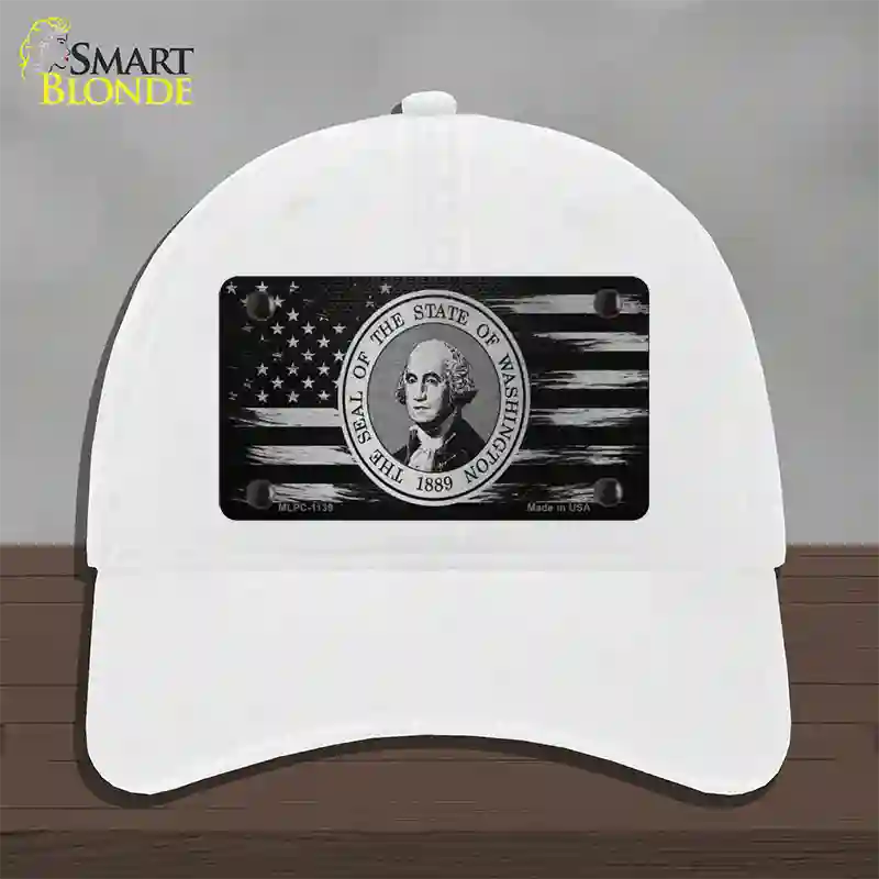 Washington Carbon Fiber Novelty License Plate Hat Unconstructed Cotton / White