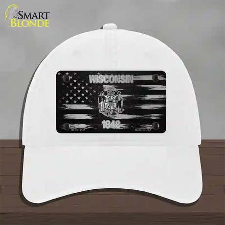 Wisconsin Carbon Fiber Novelty License Plate Hat Unconstructed Cotton / White