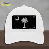 Palmetto Flag Brushed Chrome Novelty License Plate Hat Unconstructed Cotton / White