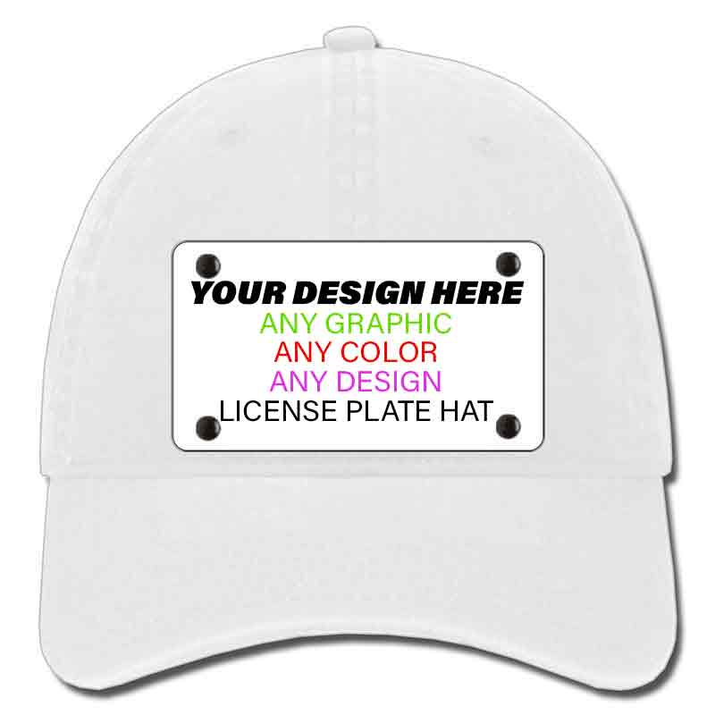 White Unconstructed Cotton | Dad Hat Mounted License Plate Hat