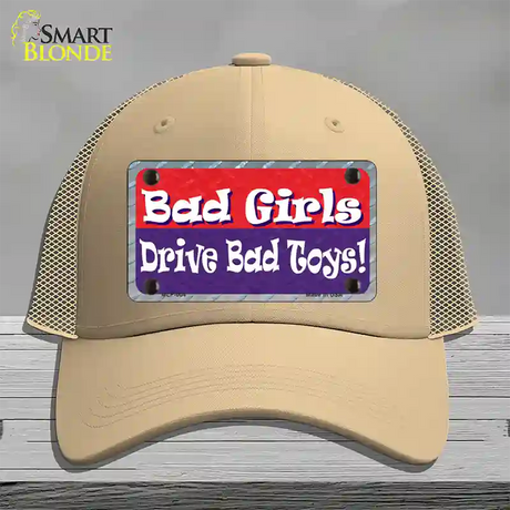 Bad Girls Drive Bad Toys Novelty License Plate Hat Mesh / Khaki