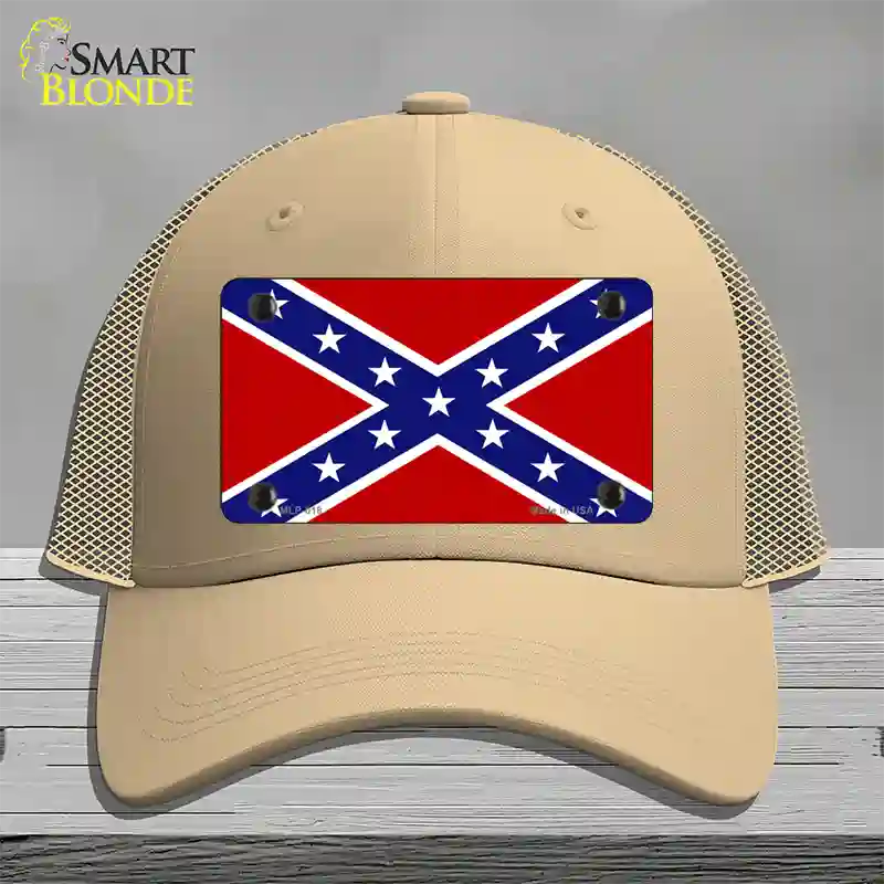 Confederate Flag Novelty License Plate Hat Mesh / Khaki