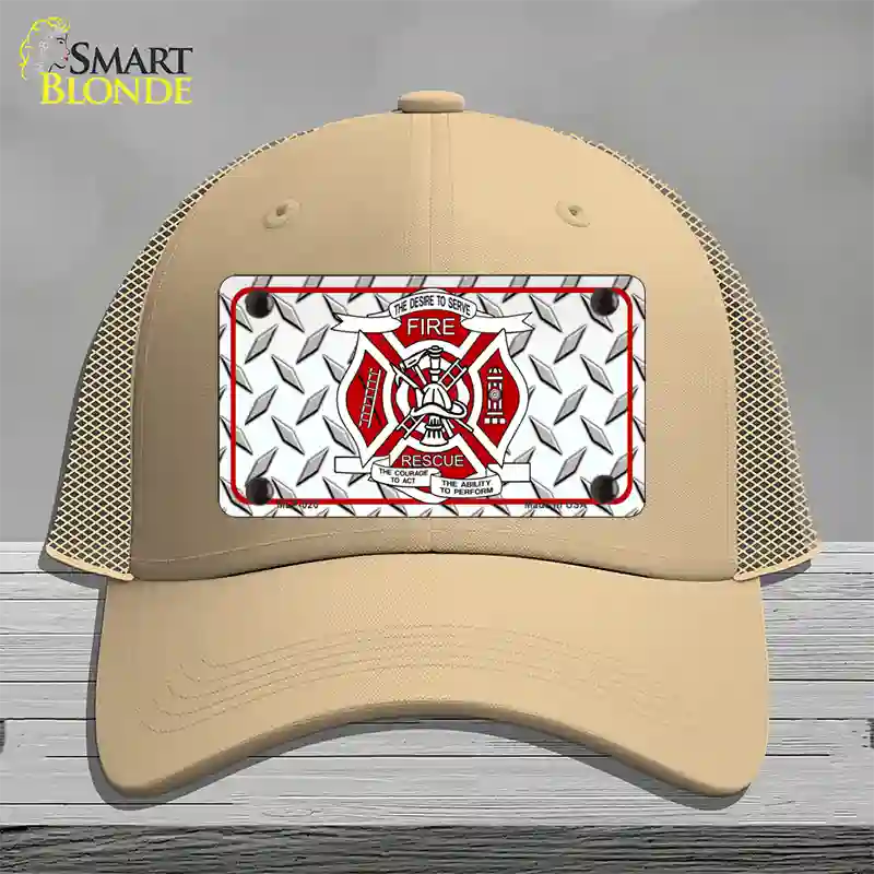 Fire Fighter Rescue Novelty License Plate Hat Mesh / Khaki