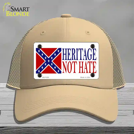 Heritage Not Hate Flag Novelty License Plate Hat Mesh / Khaki