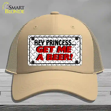 Get Me a Beer Novelty License Plate Hat Mesh / Khaki