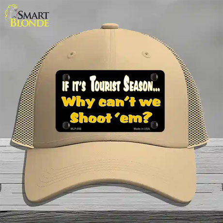 Why Cant We Shoot Em Novelty License Plate Hat Mesh / Khaki