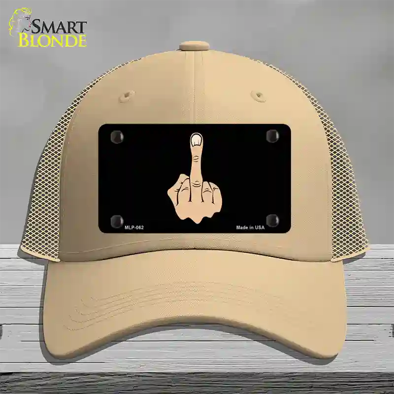 Middle Finger Novelty License Plate Hat Mesh / Khaki