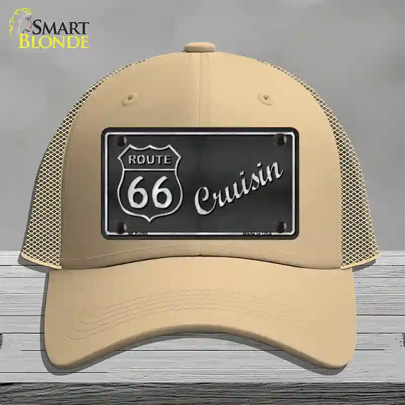 Route 66 Cruisin Novelty License Plate Hat Mesh / Khaki