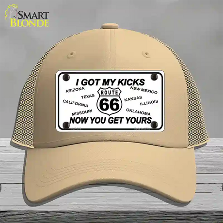 I Got My Kicks Novelty License Plate Hat Mesh / Khaki