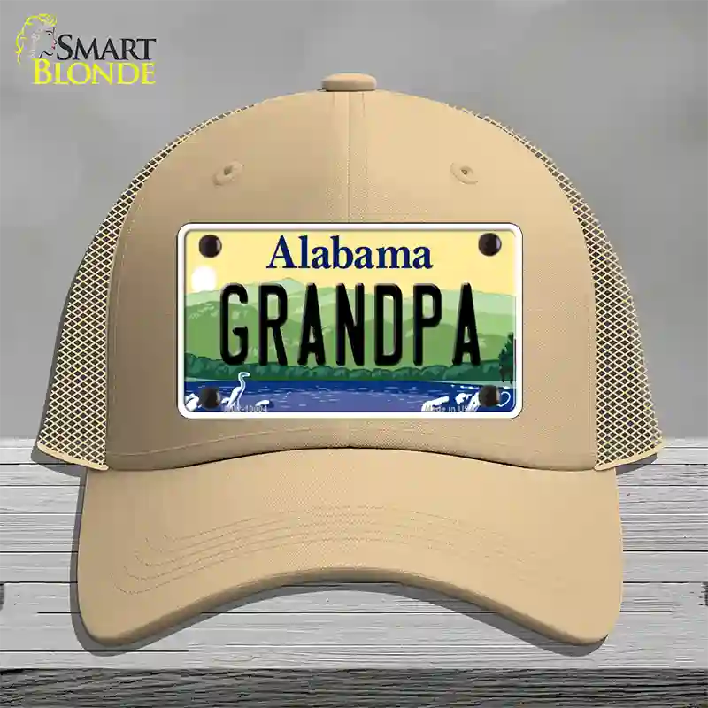 Grandpa Alabama Novelty License Plate Hat Mesh / Khaki