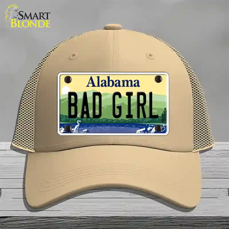 Bad Girl Alabama Novelty License Plate Hat Mesh / Khaki