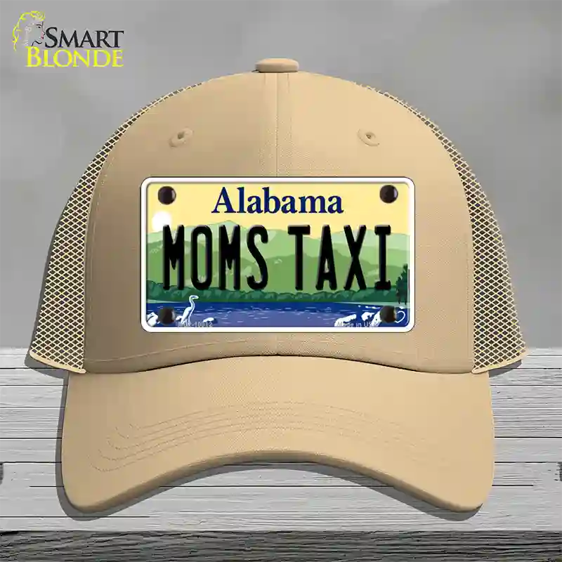 Moms Taxi Alabama Novelty License Plate Hat Mesh / Khaki