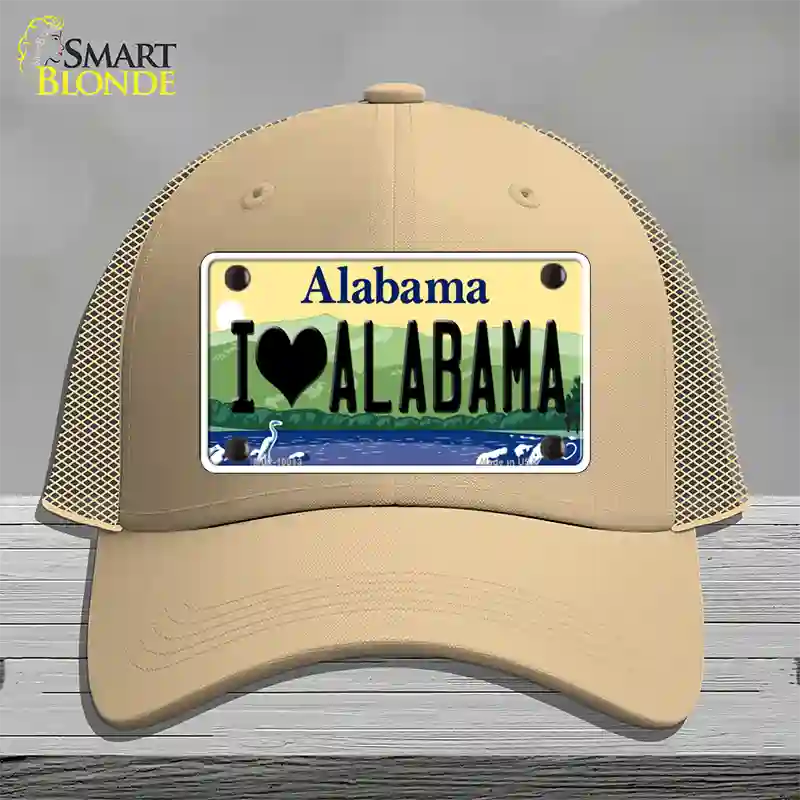 I Love Alabama Novelty License Plate Hat Mesh / Khaki