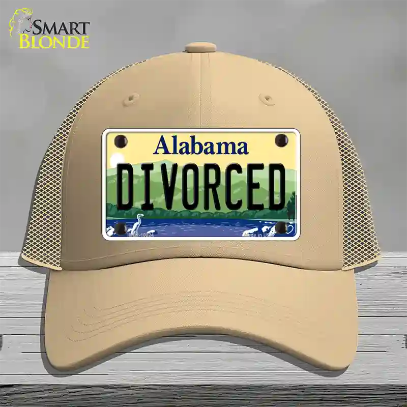 Divorced Alabama Novelty License Plate Hat Mesh / Khaki