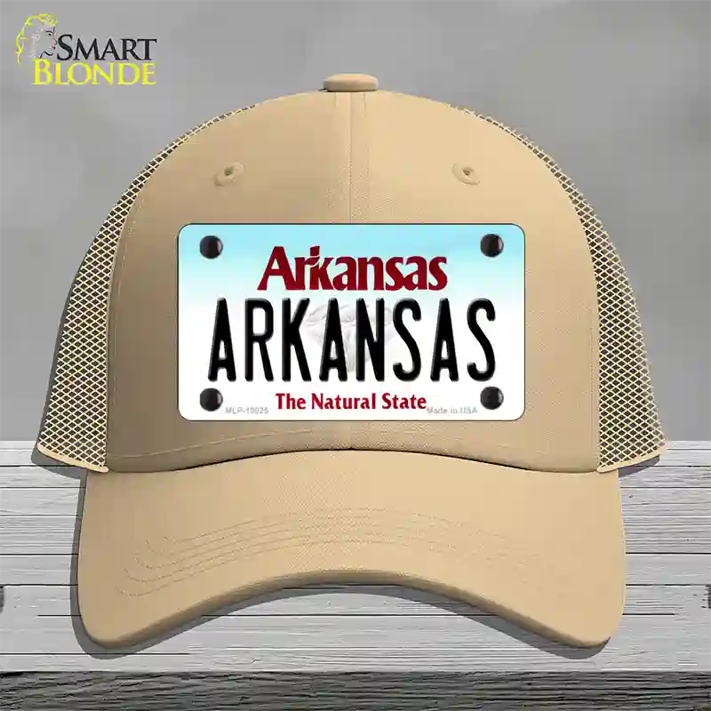 Arkansas Diamond Novelty License Plate Hat Mesh / Khaki