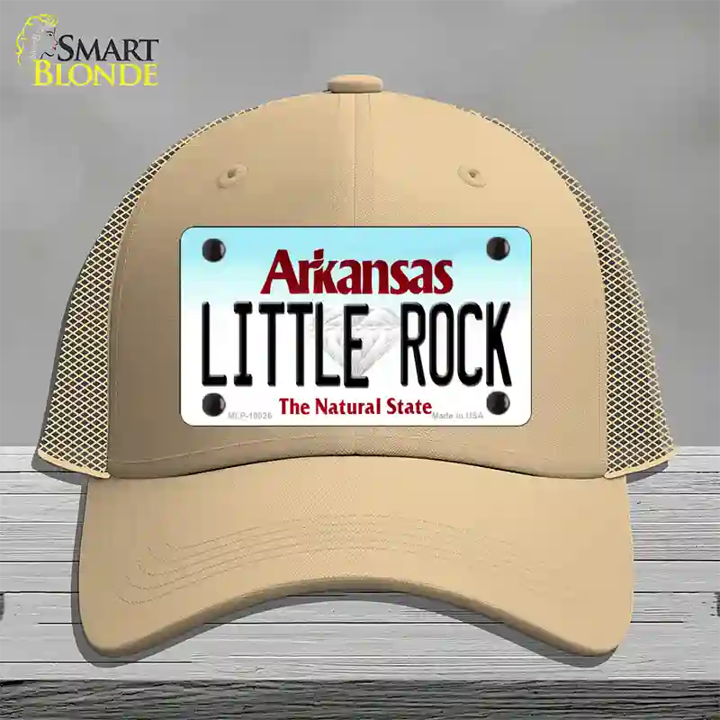 Little Rock Arkansas Novelty License Plate Hat Mesh / Khaki