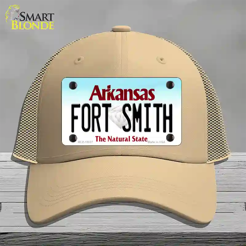 Fort Smith Arkansas Novelty License Plate Hat Mesh / Khaki