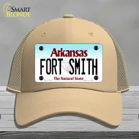 Fort Smith Arkansas Novelty License Plate Hat Mesh / Khaki