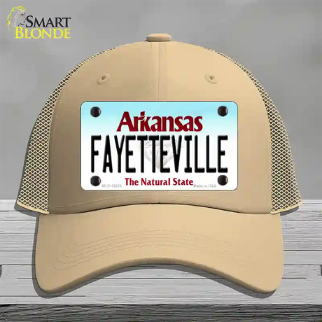 Fayetteville Arkansas Novelty License Plate Hat Mesh / Khaki