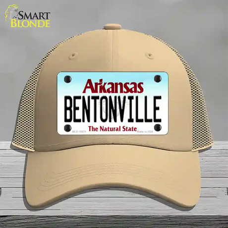 Bentonville Arkansas Novelty License Plate Hat Mesh / Khaki