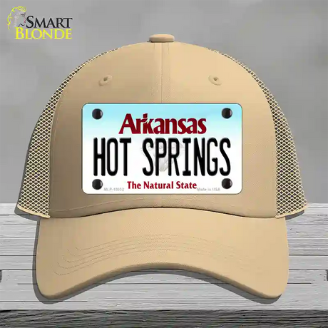 Hot Springs Arkansas Novelty License Plate Hat Mesh / Khaki