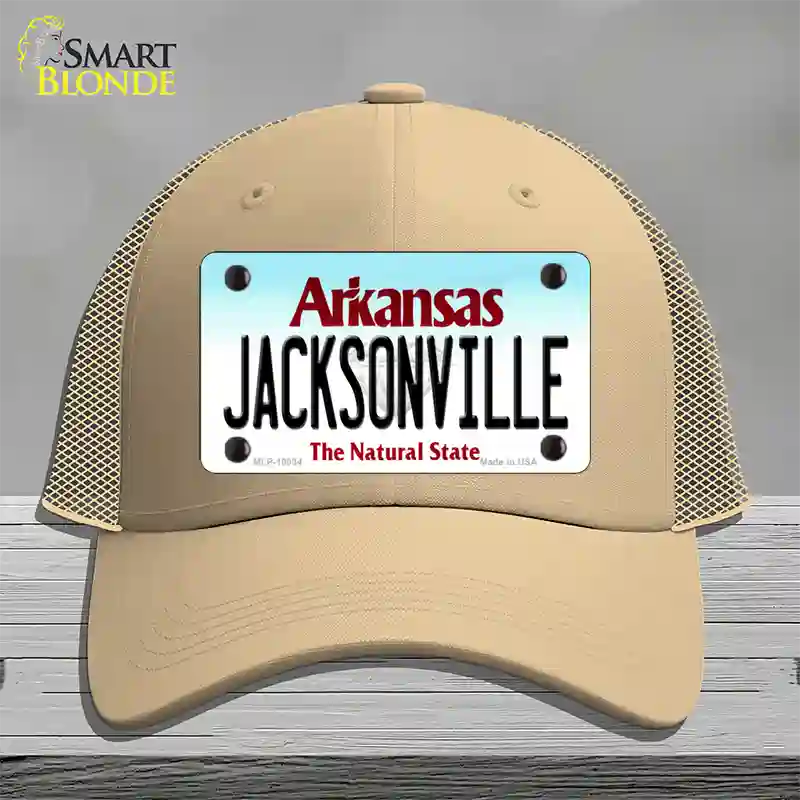 Jacksonville Arkansas Novelty License Plate Hat Mesh / Khaki