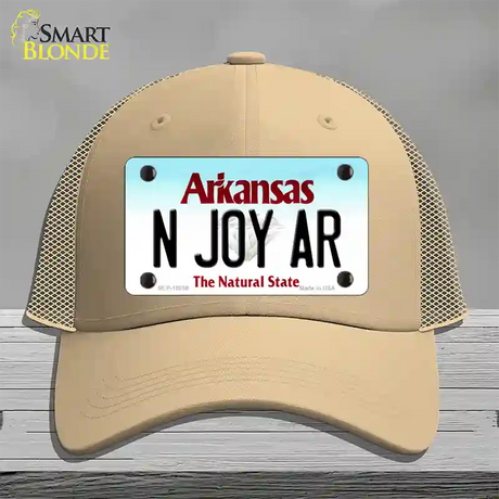 N Joy AR Arkansas Novelty License Plate Hat Mesh / Khaki