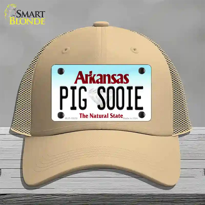 Pig Sooie Arkansas Novelty License Plate Hat Mesh / Khaki