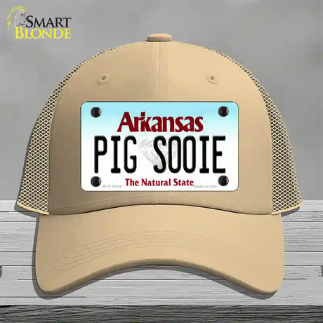 Pig Sooie Arkansas Novelty License Plate Hat Mesh / Khaki