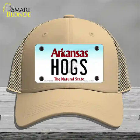 Hogs Arkansas Novelty License Plate Hat Mesh / Khaki