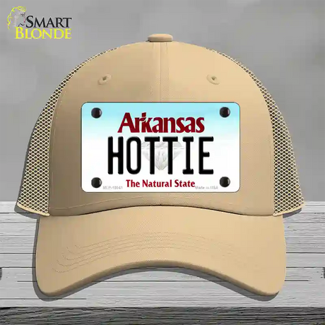 Hottie Arkansas Novelty License Plate Hat Mesh / Khaki