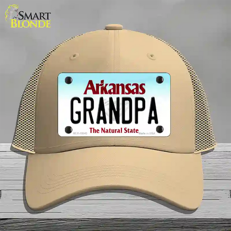 Grandpa Arkansas Novelty License Plate Hat Mesh / Khaki