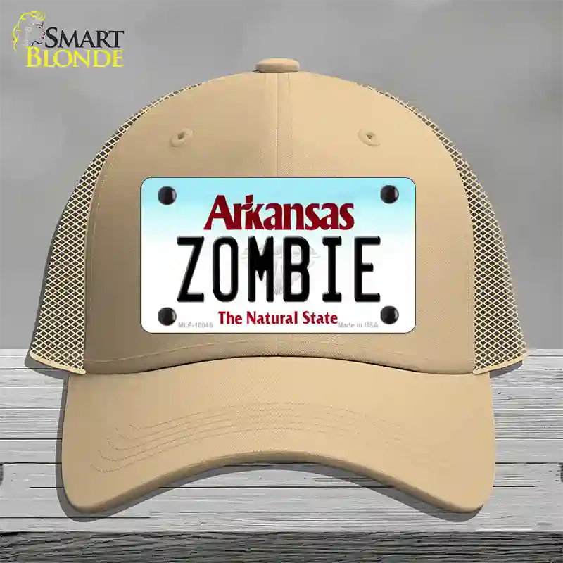 Zombie Arkansas Novelty License Plate Hat Mesh / Khaki