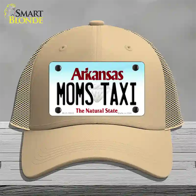 Moms Taxi Arkansas Novelty License Plate Hat Mesh / Khaki